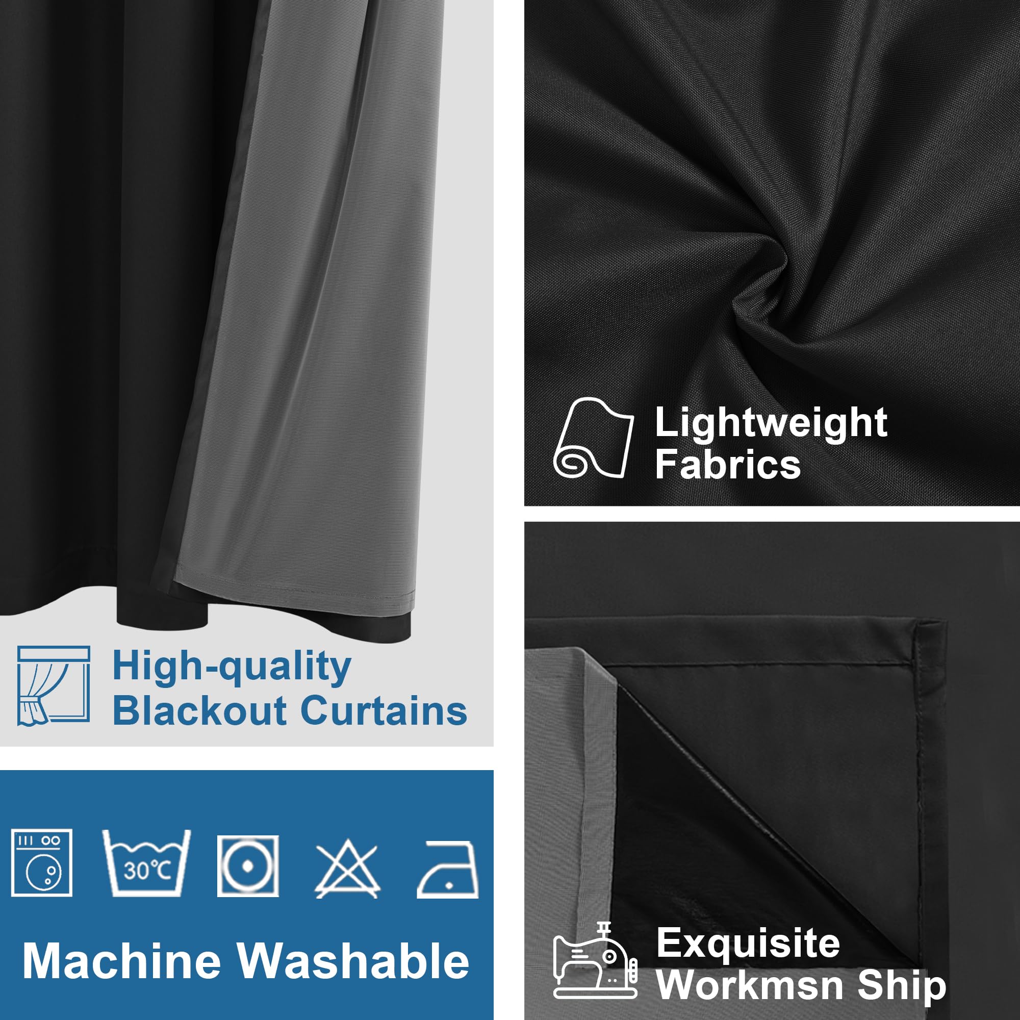 DWCN 100% Blackout Curtains with Grommet Top Design