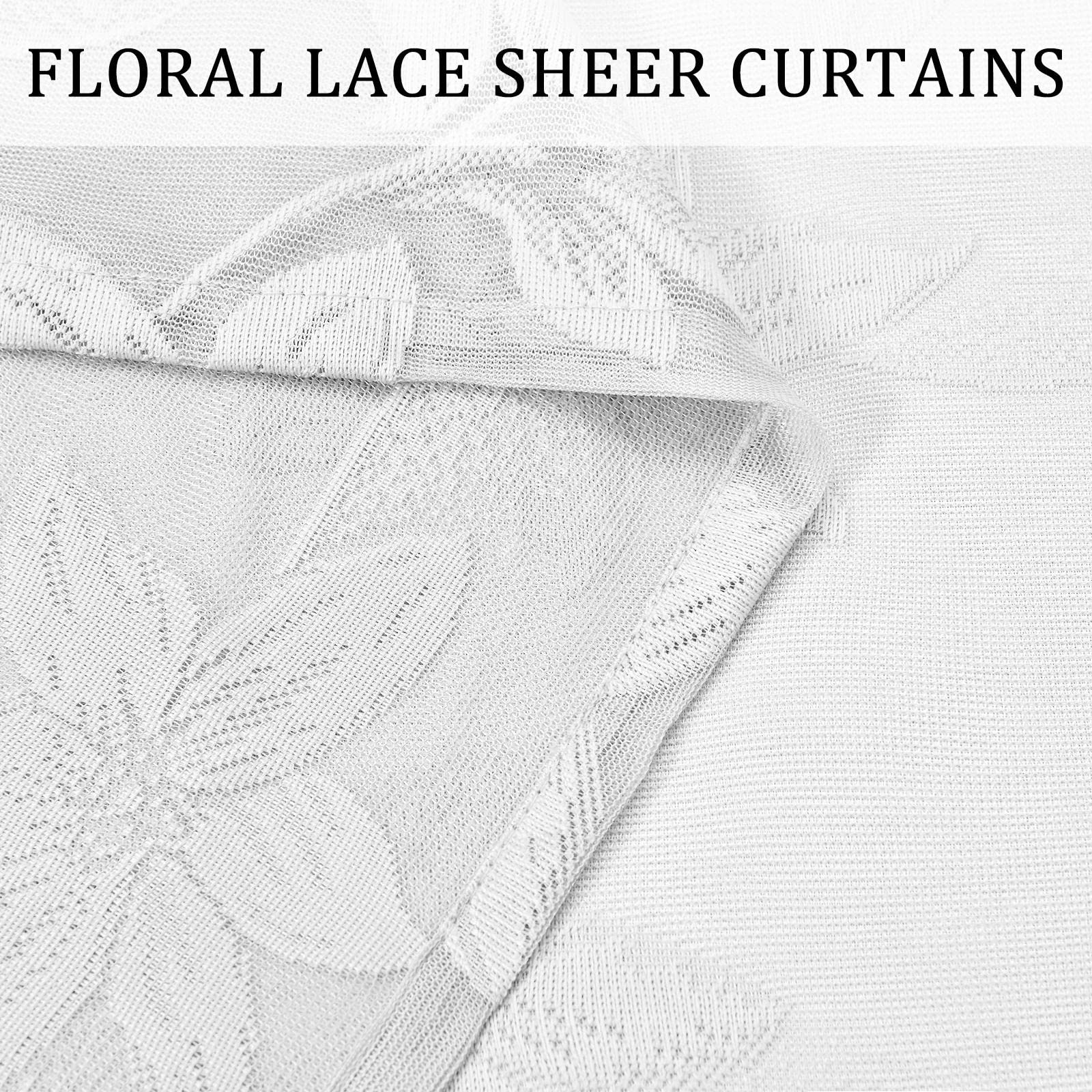 DWCN Lace Sheer Curtains, Set of 2 Panels