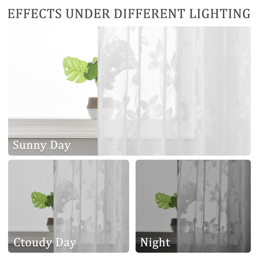 DWCN Lace Sheer Curtains, Set of 2 Panels