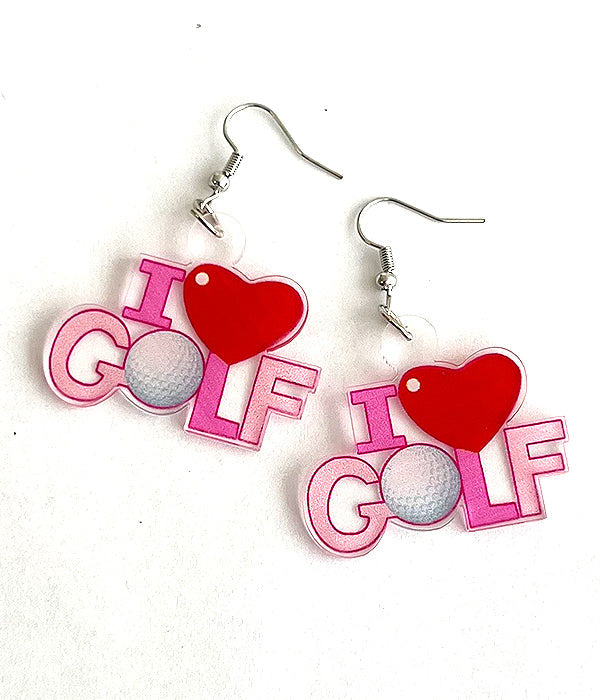 GOLF THEME ACRYLIC EARRING - I LOVE GOLF