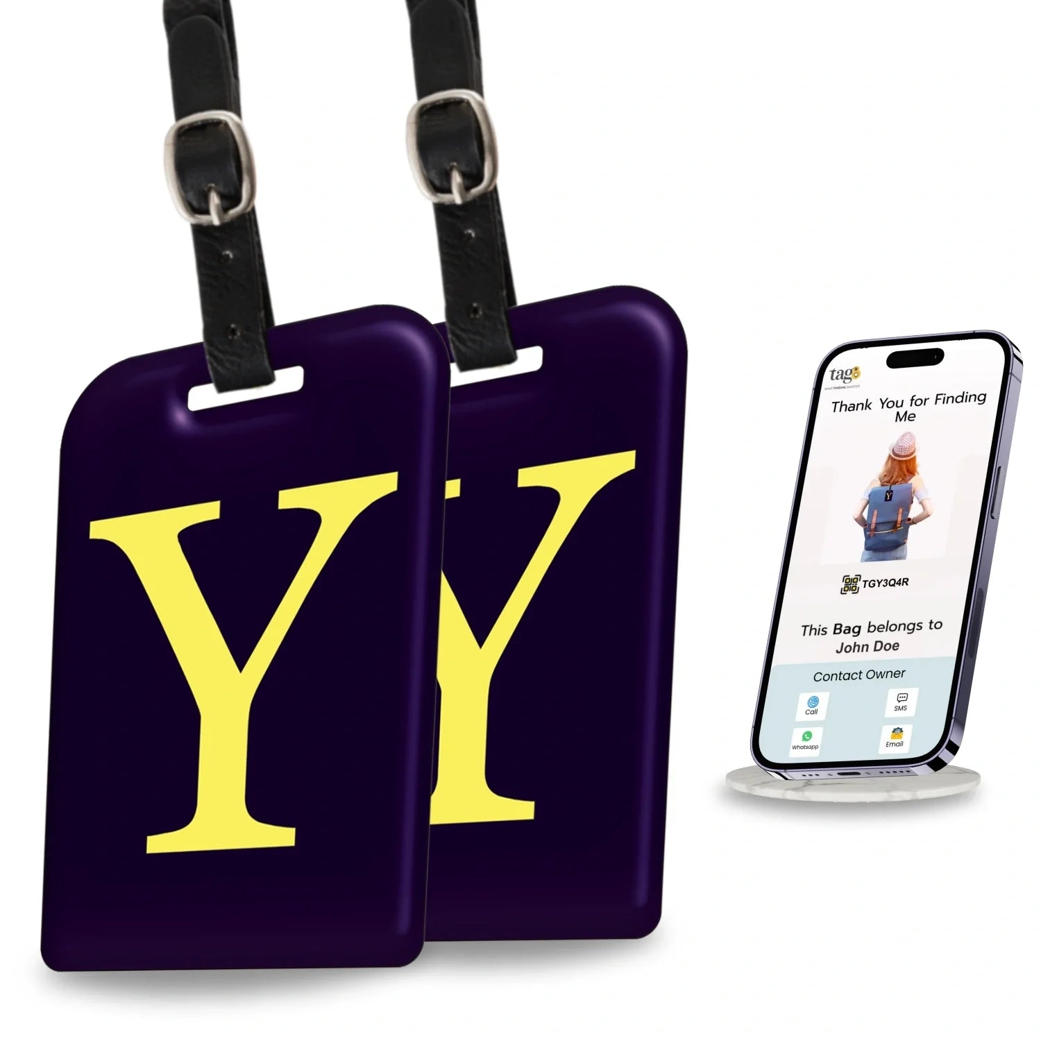 Initials Bag tag Y  [pack 2]-0