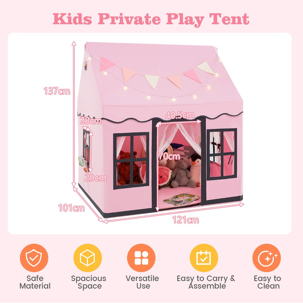 NNECW Kids Play Castle Tent Large Playhouse Toys Gifts with Star Lights Washable Mat-Pink