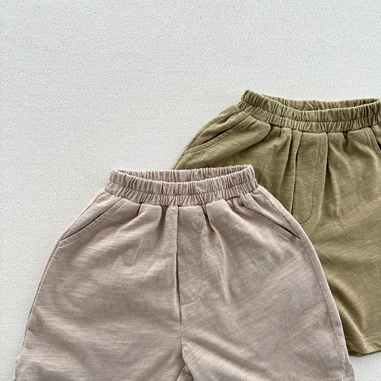 Summer Arrival Unisex Casual Solid Color Cotton Shorts-3