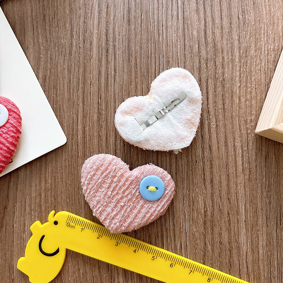 Collection of Versatile Sweet Candy-Colored Love Heart Fabric Hair Clips