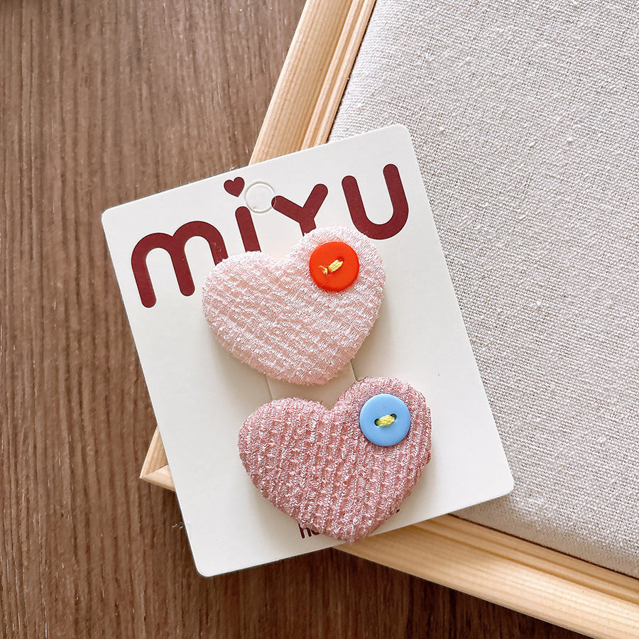 Collection of Versatile Sweet Candy-Colored Love Heart Fabric Hair Clips