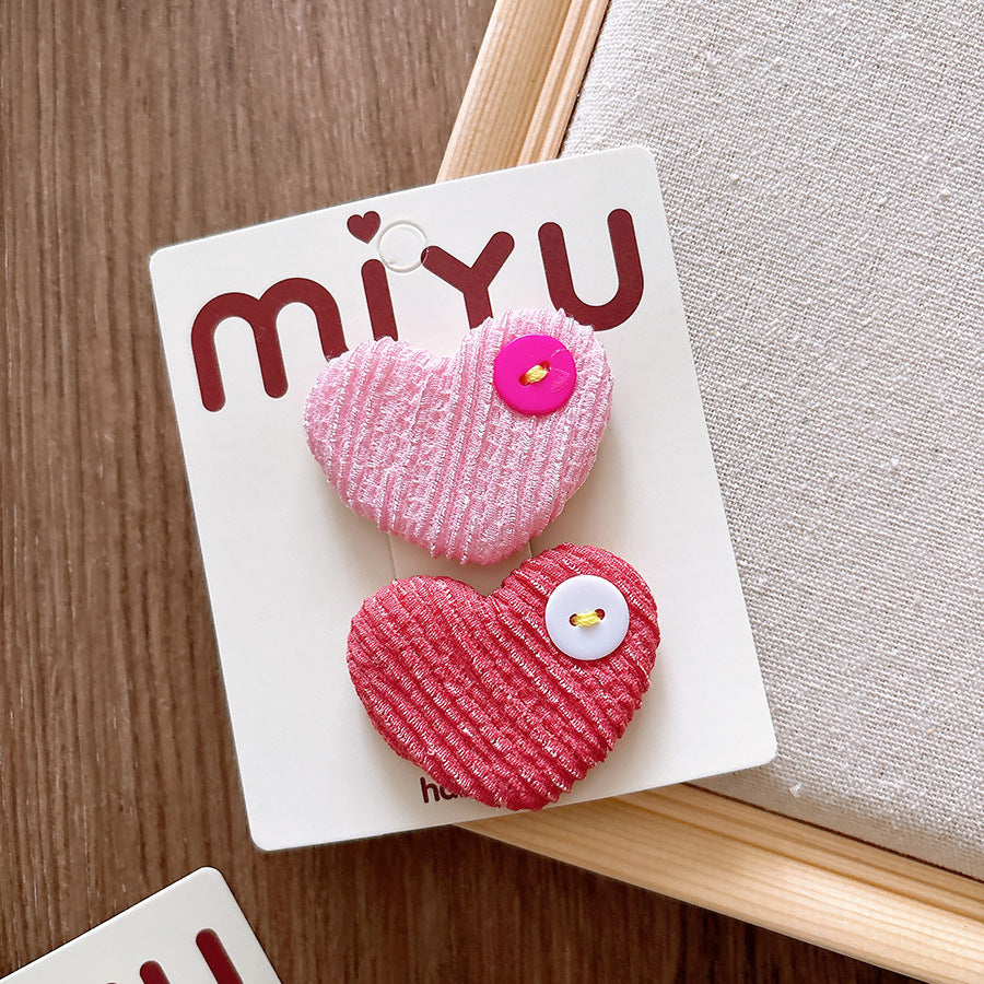 Collection of Versatile Sweet Candy-Colored Love Heart Fabric Hair Clips