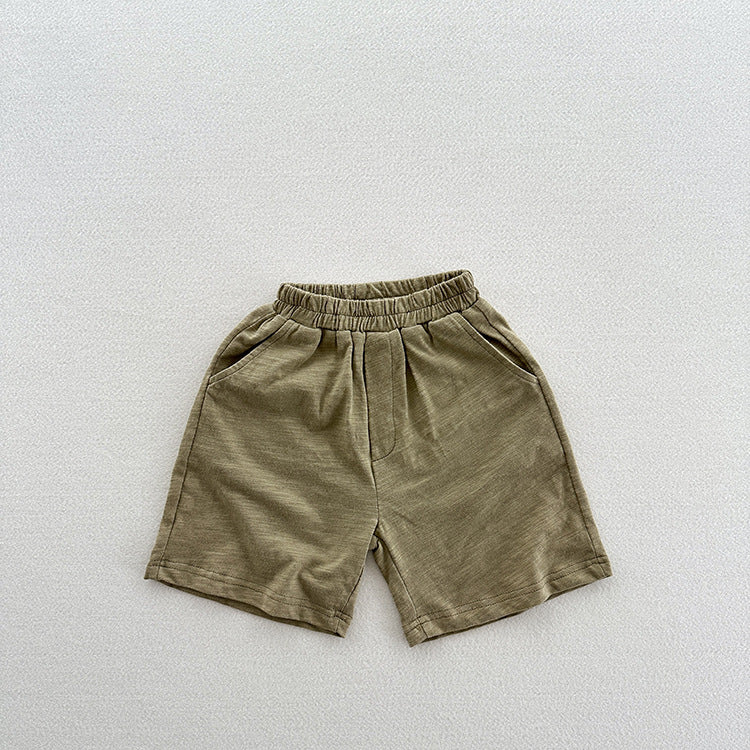 Summer Arrival Unisex Casual Solid Color Cotton Shorts-2