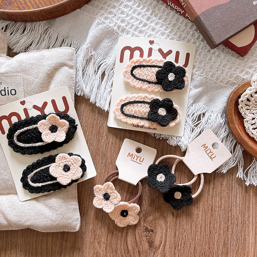 Collection of Versatile Knitted Flower Children’s Hair Clip for Baby’s Stray Hair