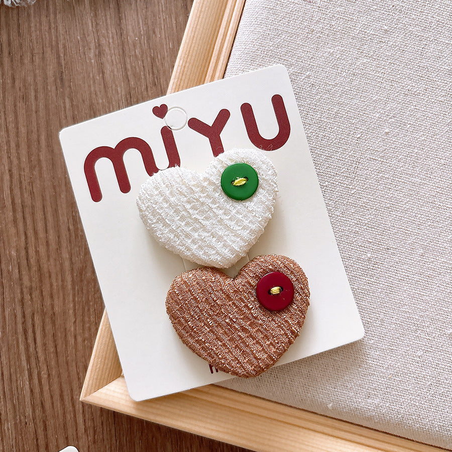 Collection of Versatile Sweet Candy-Colored Love Heart Fabric Hair Clips