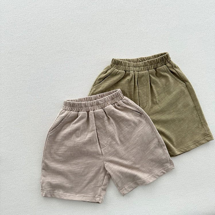 Summer Arrival Unisex Casual Solid Color Cotton Shorts-0