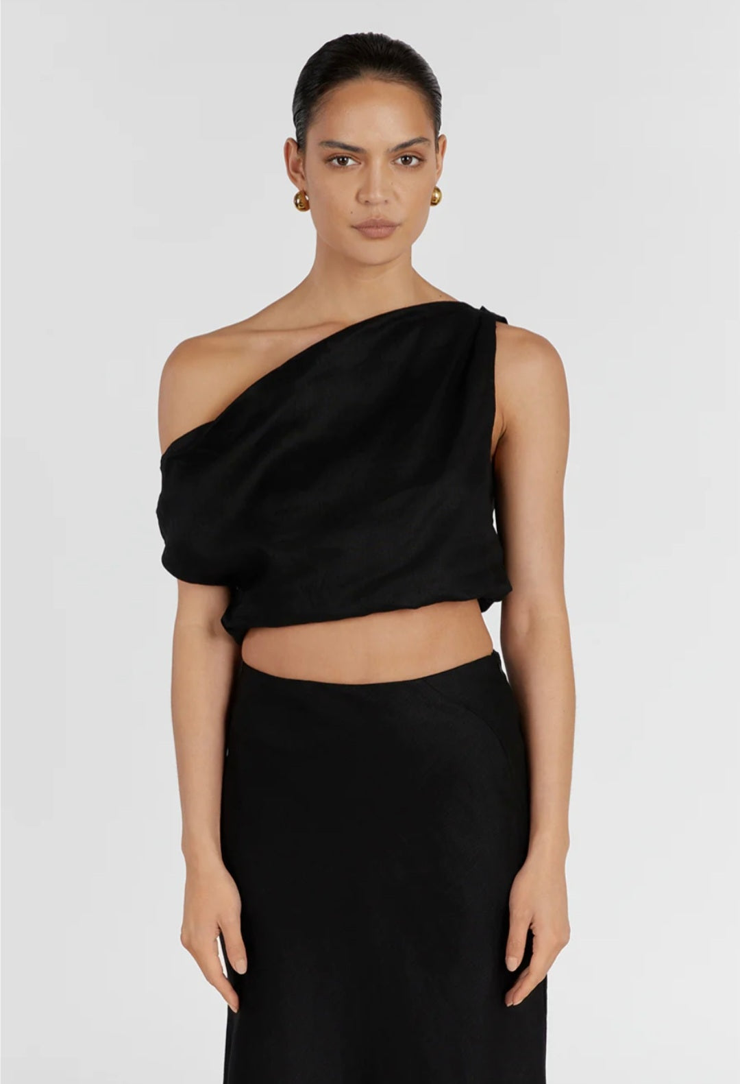 Black Linen Top | Linen Top | One Shoulder Top | Summer Top | 100% Organic Linen