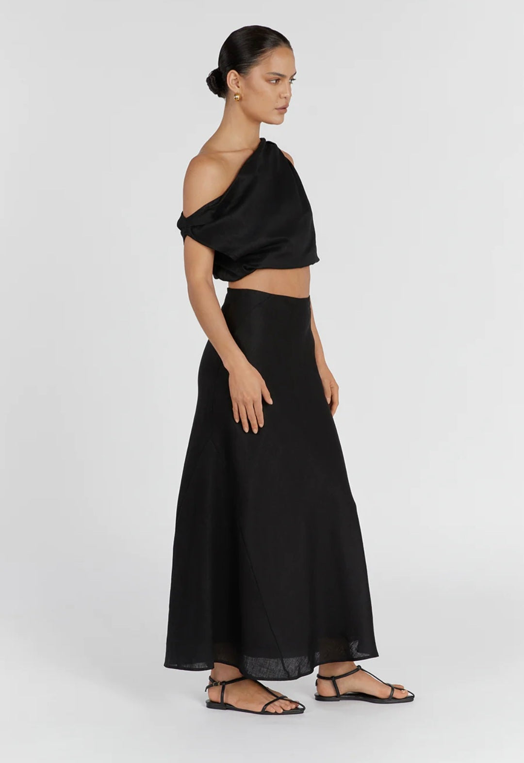 Black Linen Top | Linen Top | One Shoulder Top | Summer Top | 100% Organic Linen